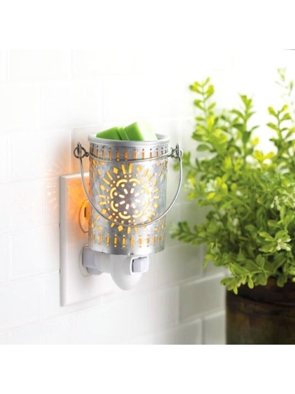 Galvanized Tin Sunburst Pluggable Fragrance Warmer by CANDLE WARMERS ETC - NWT